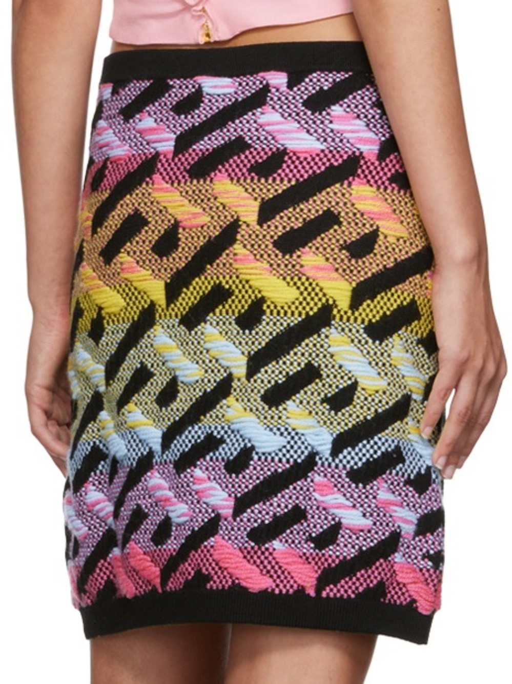 Versace Multicolor Knit Mini Skirt in Pink, Yellow, Blue & Black